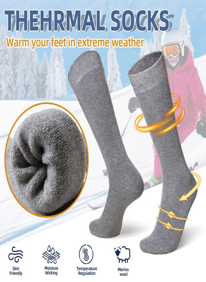Eyean Women's Knee High Wool Socks Winter Thick Thermal Soft Comfy Over Knee Long High Socks 2 Pairs (Solid Color Black+Grey) - Image 3